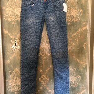 H&M Blue Leopard-Print Skinny Jeans